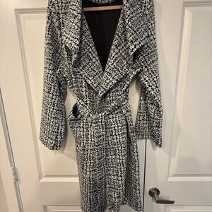 Black and White Tweed Trench Coat, super comfortable/light weight/warm